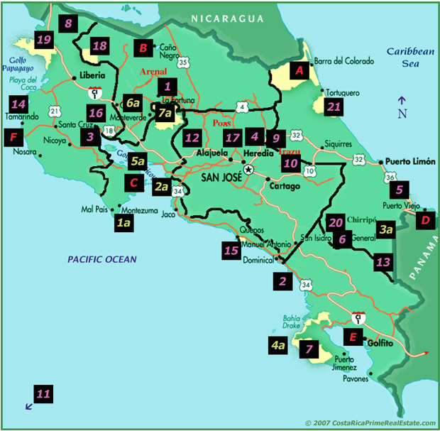 Costa Rica - Parks, Refuges and Reserves